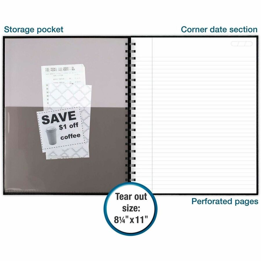Mead Hardbound Business Notebook - Letter - 96 Sheets - Wire Bound - 0.28" Ruled - 20 lb Basis Weight - Letter - 8 1/2" 