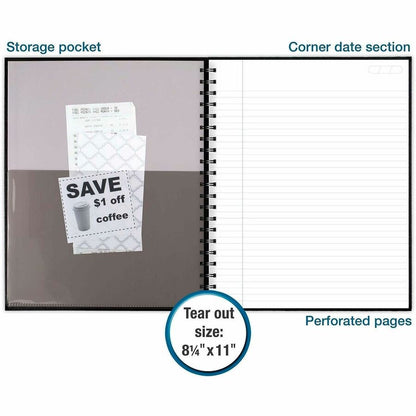Mead Hardbound Business Notebook - Letter - 96 Sheets - Wire Bound - 0.28" Ruled - 20 lb Basis Weight - Letter - 8 1/2" 