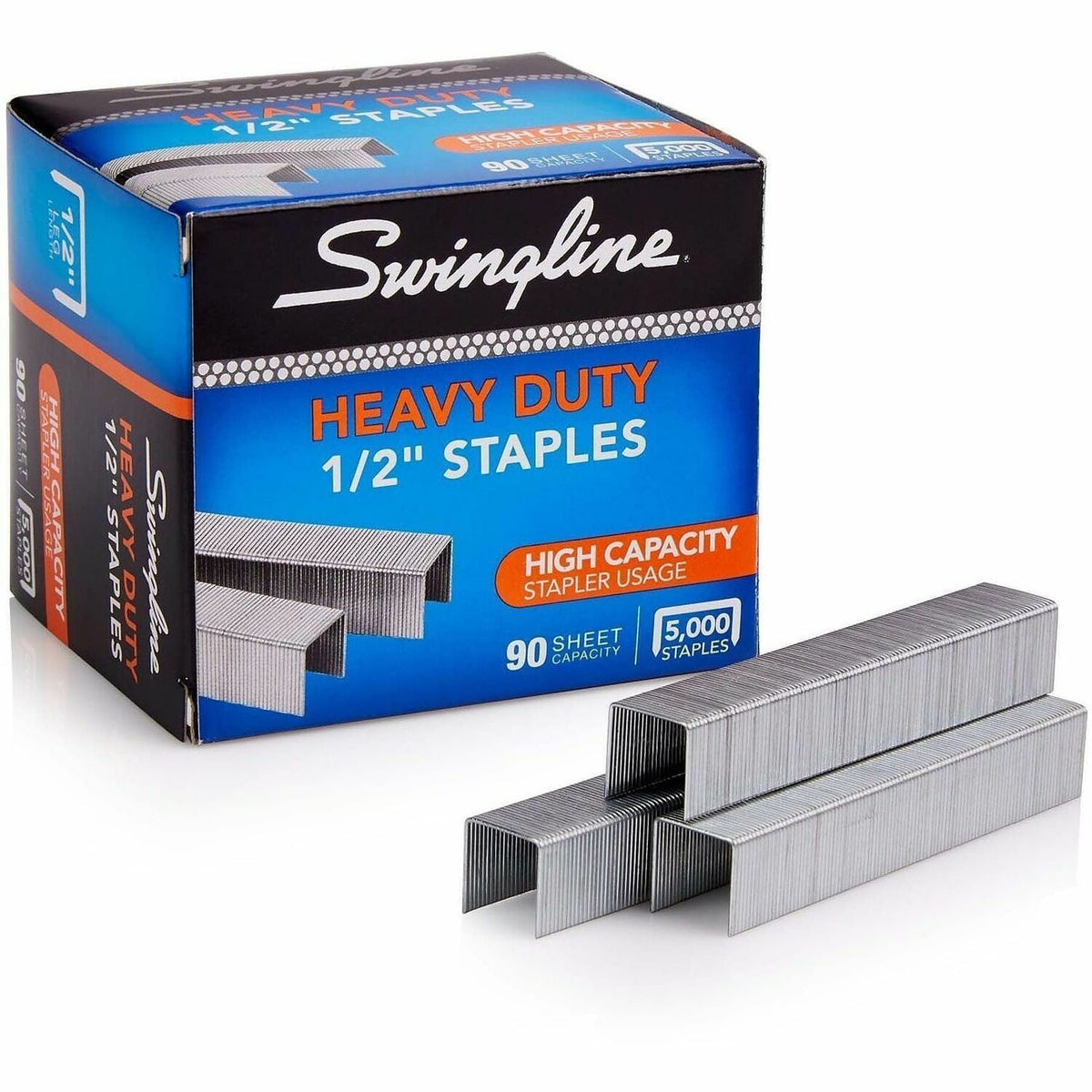 Swingline Staples - Heavy Duty - 1/2" Leg - Holds 90 Sheet(s) - for Paper - Heavy Duty, Chisel Point - 100 Per Strip - 5