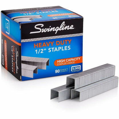 Swingline Staples - Heavy Duty - 1/2" Leg - Holds 90 Sheet(s) - for Paper - Heavy Duty, Chisel Point - 100 Per Strip - 5