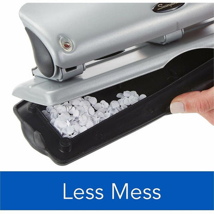 Swingline EasyView Desktop Punch - 3 Punch Head(s) - 12 Sheet - 9/32" Punch Size - Black, Silver