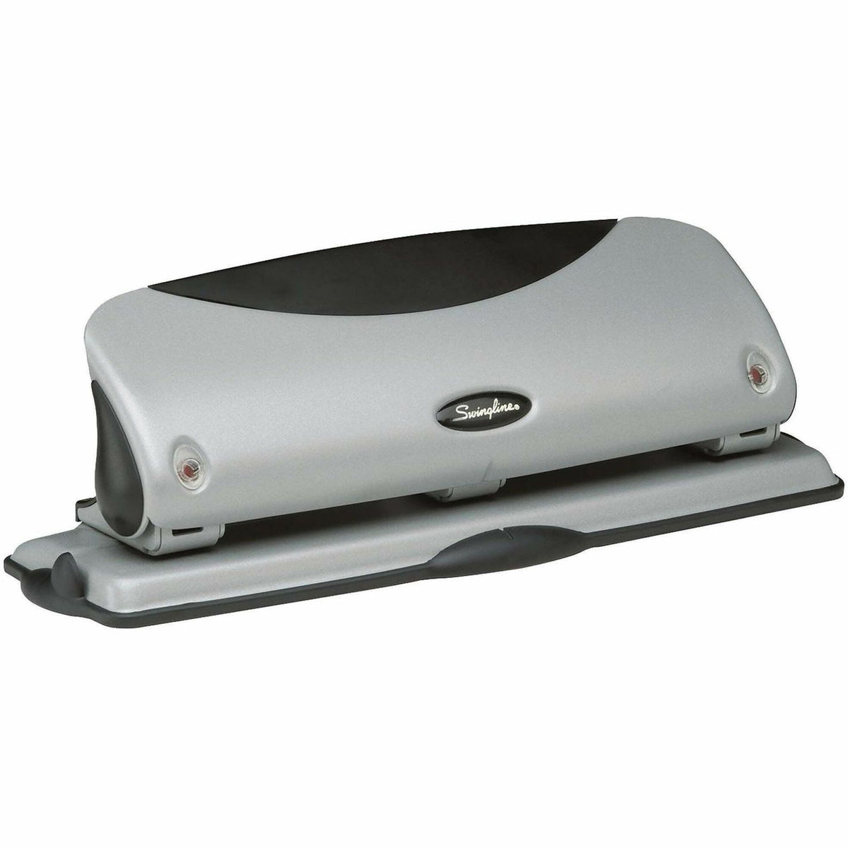 Swingline EasyView Desktop Punch - 3 Punch Head(s) - 12 Sheet - 9/32" Punch Size - Black, Silver