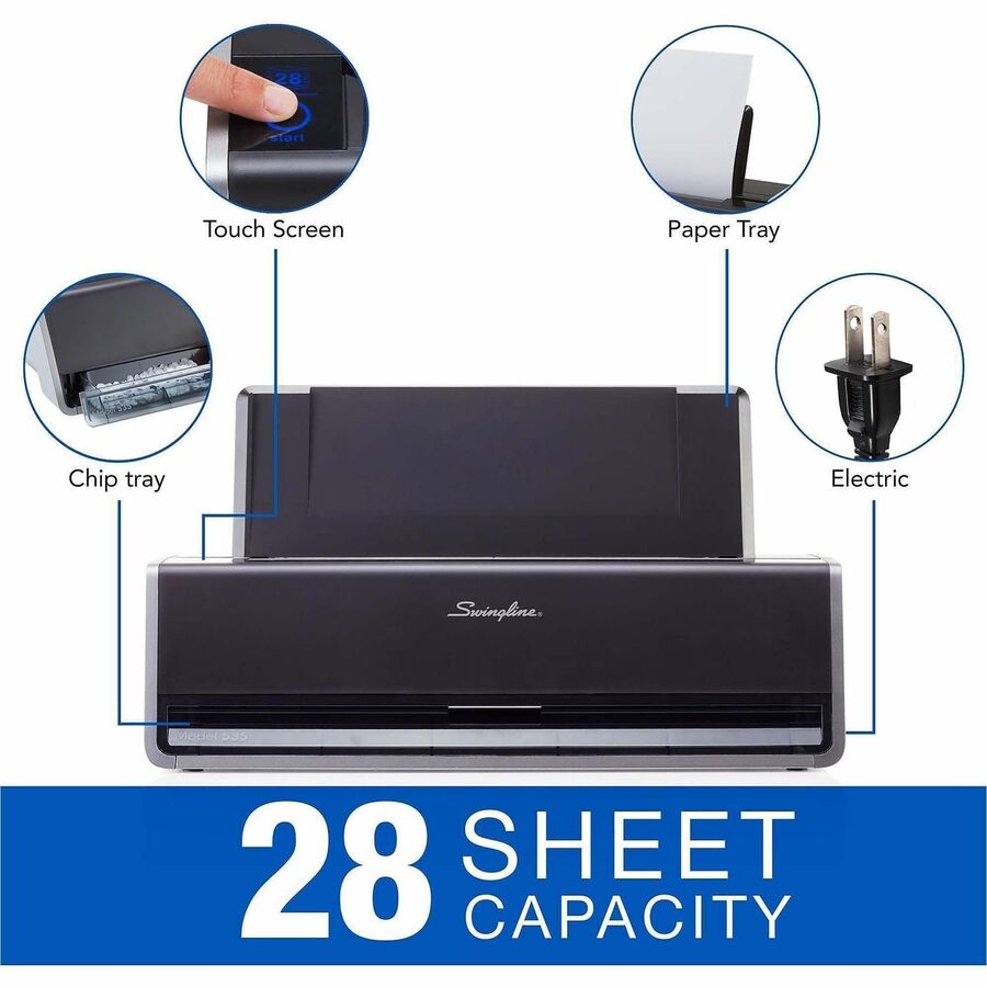 Swingline Commercial Electric Punch - 3 Punch Head(s) - 28 Sheet - 9/32" Punch Size - Black, Gray
