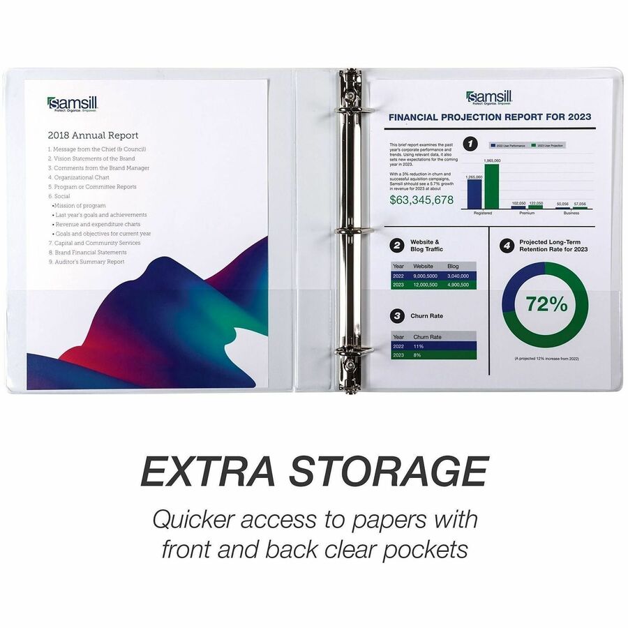 Samsill Insertable D-Ring Binder - 1" Binder Capacity - Letter - 8 1/2" x 11" Sheet Size - 250 Sheet Capacity - 3 Ring -