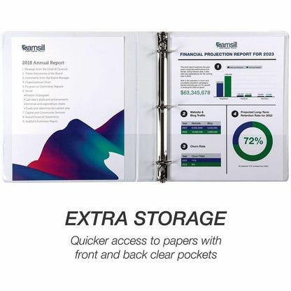 Samsill Insertable D-Ring Binder - 1" Binder Capacity - Letter - 8 1/2" x 11" Sheet Size - 250 Sheet Capacity - 3 Ring -