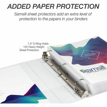 Samsill Insertable D-Ring Binder - 1 1/2" Binder Capacity - Letter - 8 1/2" x 11" Sheet Size - 375 Sheet Capacity - 3 Ri