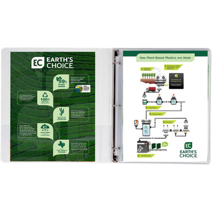 Samsill Earth's Choice Plant-based Durable View Binder - 1/2" Binder Capacity - Letter - 8 1/2" x 11" Sheet Size - 100 S
