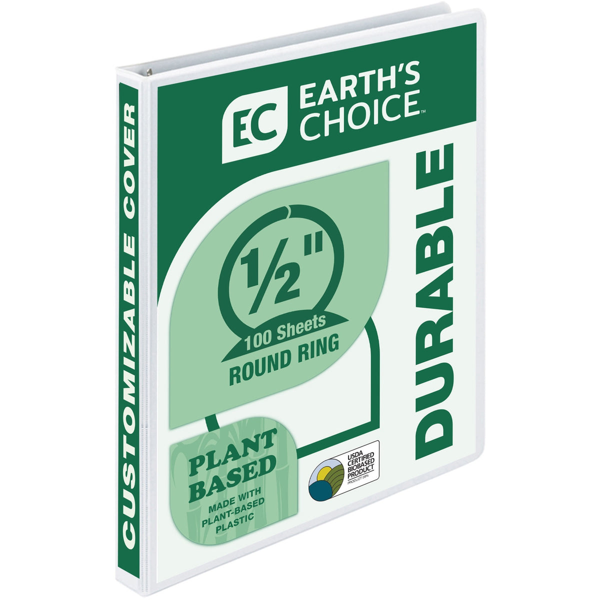 Samsill Earth's Choice Plant-based Durable View Binder - 1/2" Binder Capacity - Letter - 8 1/2" x 11" Sheet Size - 100 S