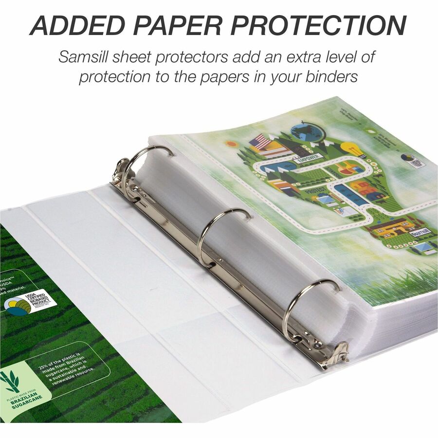 Samsill Earth's Choice Plant-based Durable View Binder - 2" Binder Capacity - Letter - 8 1/2" x 11" Sheet Size - 425 She
