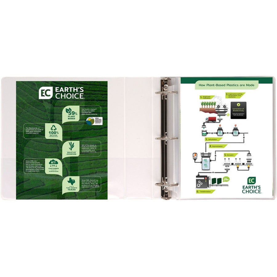 Samsill Earth's Choice Plant-based Durable View Binder - 2" Binder Capacity - Letter - 8 1/2" x 11" Sheet Size - 425 She
