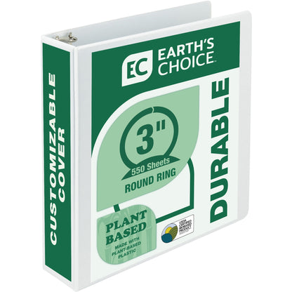 Samsill Earth's Choice Plant-based Durable View Binder - 3" Binder Capacity - Letter - 8 1/2" x 11" Sheet Size - 550 She