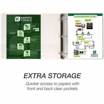 Samsill Earth's Choice Plant-based Durable View Binder - 3" Binder Capacity - Letter - 8 1/2" x 11" Sheet Size - 550 She
