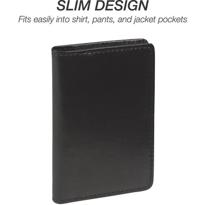 Samsill Regal Carrying Case (Wallet) Business Card - Black - Leather, Genuine Cowhide Leather Body - 1 Each