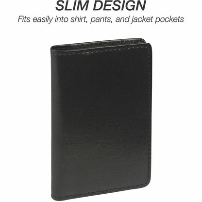 Samsill Regal Carrying Case (Wallet) Business Card - Black - Leather, Genuine Cowhide Leather Body - 1 Each