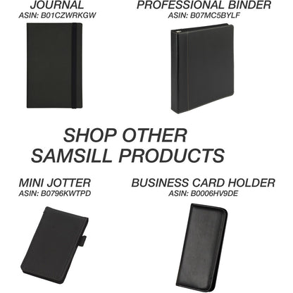 Samsill Letter Pad Folio - 8 1/2" x 11" - 3 Fastener - 1" for Folder - 2 Exterior, Internal Pocket - Vinyl, Metal - Blac
