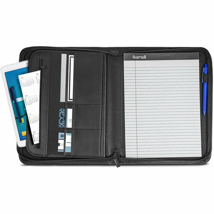 Samsill Letter Pad Folio - 8 1/2" x 11" - 6 Exterior, Internal Pocket - Vinyl, Polyvinyl Chloride (PVC) - Black - 1 Each