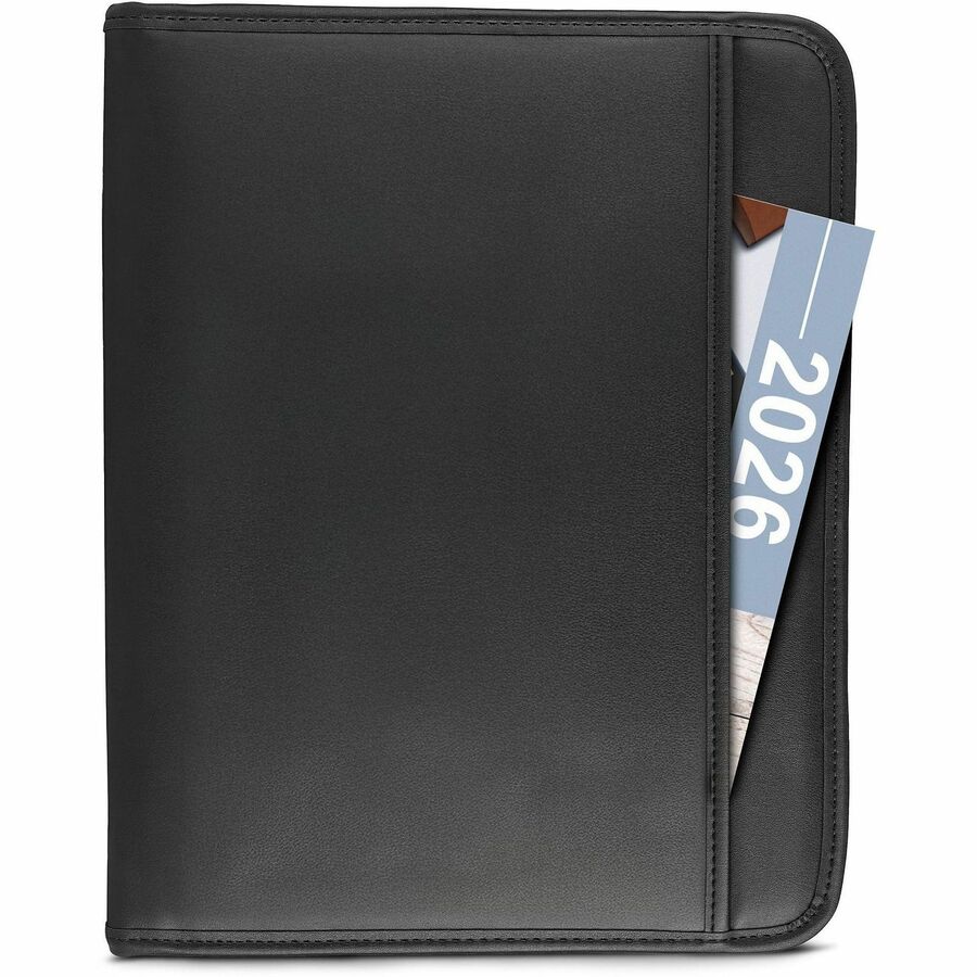 Samsill Letter Pad Folio - 8 1/2" x 11" - 6 Exterior, Internal Pocket - Vinyl, Polyvinyl Chloride (PVC) - Black - 1 Each