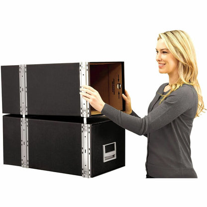 Bankers Box Metal Base File Storage Box - 16.88" Width x 25.38" Depth x 2.50" Height - Metal - Black - 1 Each