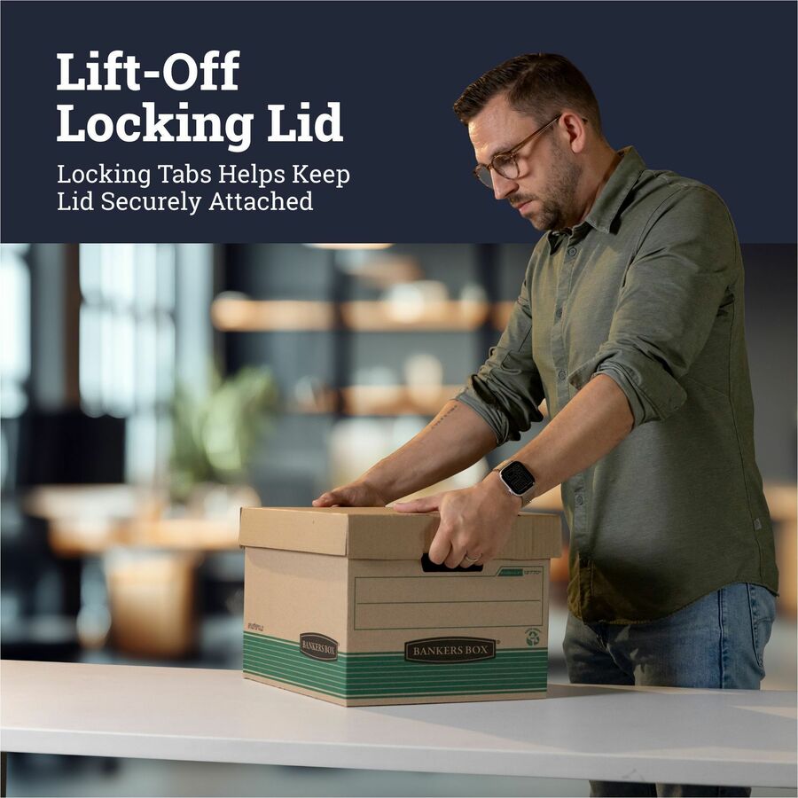 Bankers Box Recycled STOR/FILE File Storage Box - Internal Dimensions: 12" Width x 15" Depth x 10" Height - 12 / Carton