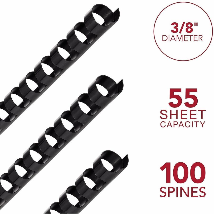 GBC CombBind Binding Spines - 0.37" Maximum Capacity - 60 x Sheet Capacity - For Letter 8 1/2" x 11" Sheet - 19 x Rings 