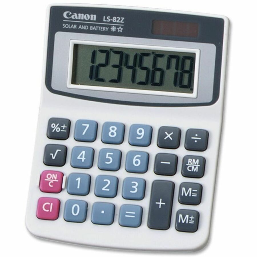 Canon LS82Z Handheld Calculator - Big Display, Large Plastic Keytop - 8 Digits - LCD - Battery/Solar Powered - 1 Each