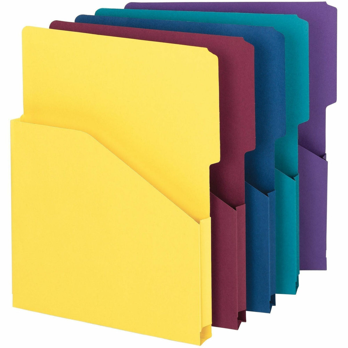 Smead Organized Up 2/5 Tab Cut Letter Recycled File Jacket - 8 1/2" x 11" - 1" Expansion - 11 pt. - Assorted - Unpunched
