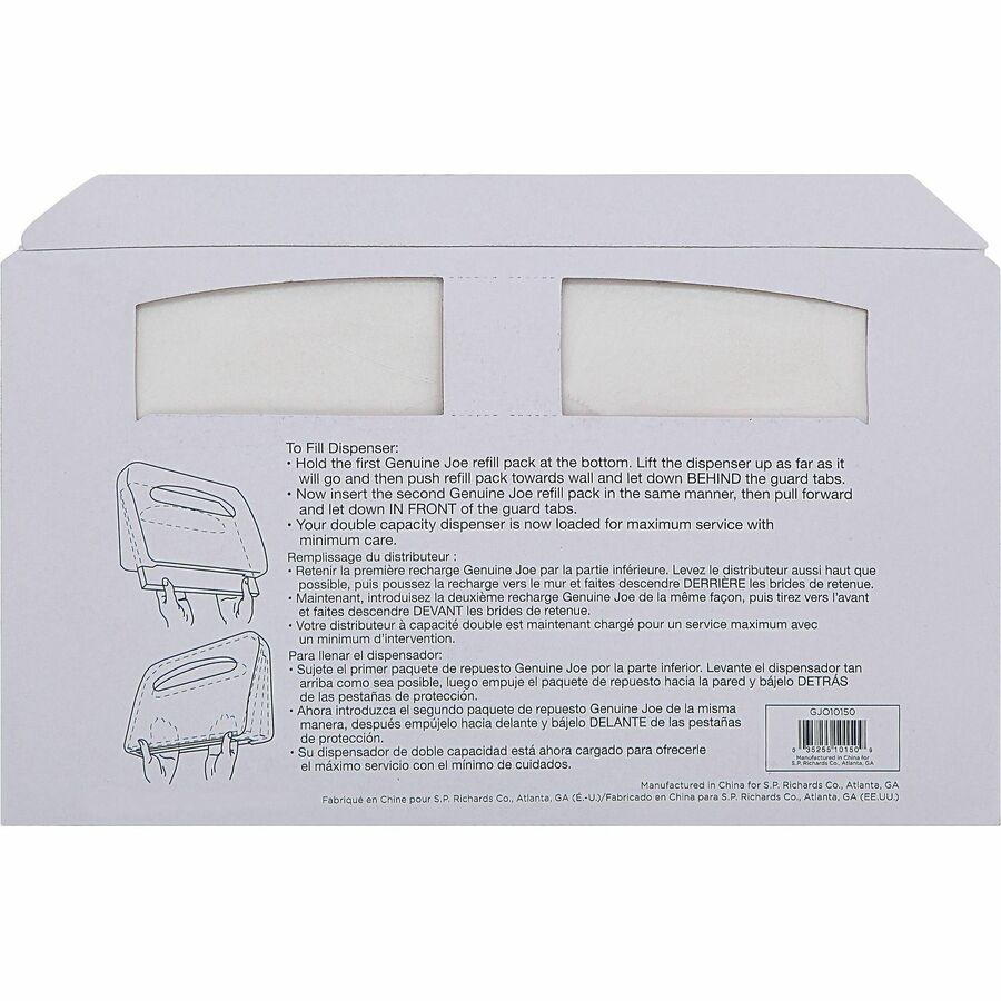 Genuine Joe Half-fold Toilet Seat Covers - Half-fold - For Public Toilet - White - 250/Pack - 10 / Carton