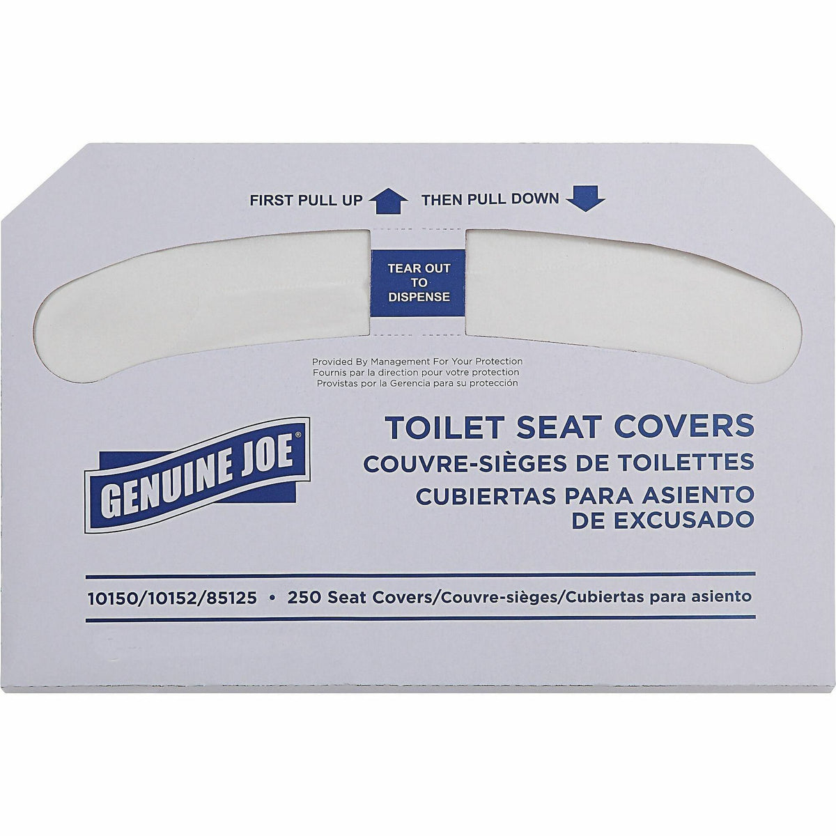 Genuine Joe Half-fold Toilet Seat Covers - Half-fold - For Public Toilet - White - 250/Pack - 10 / Carton
