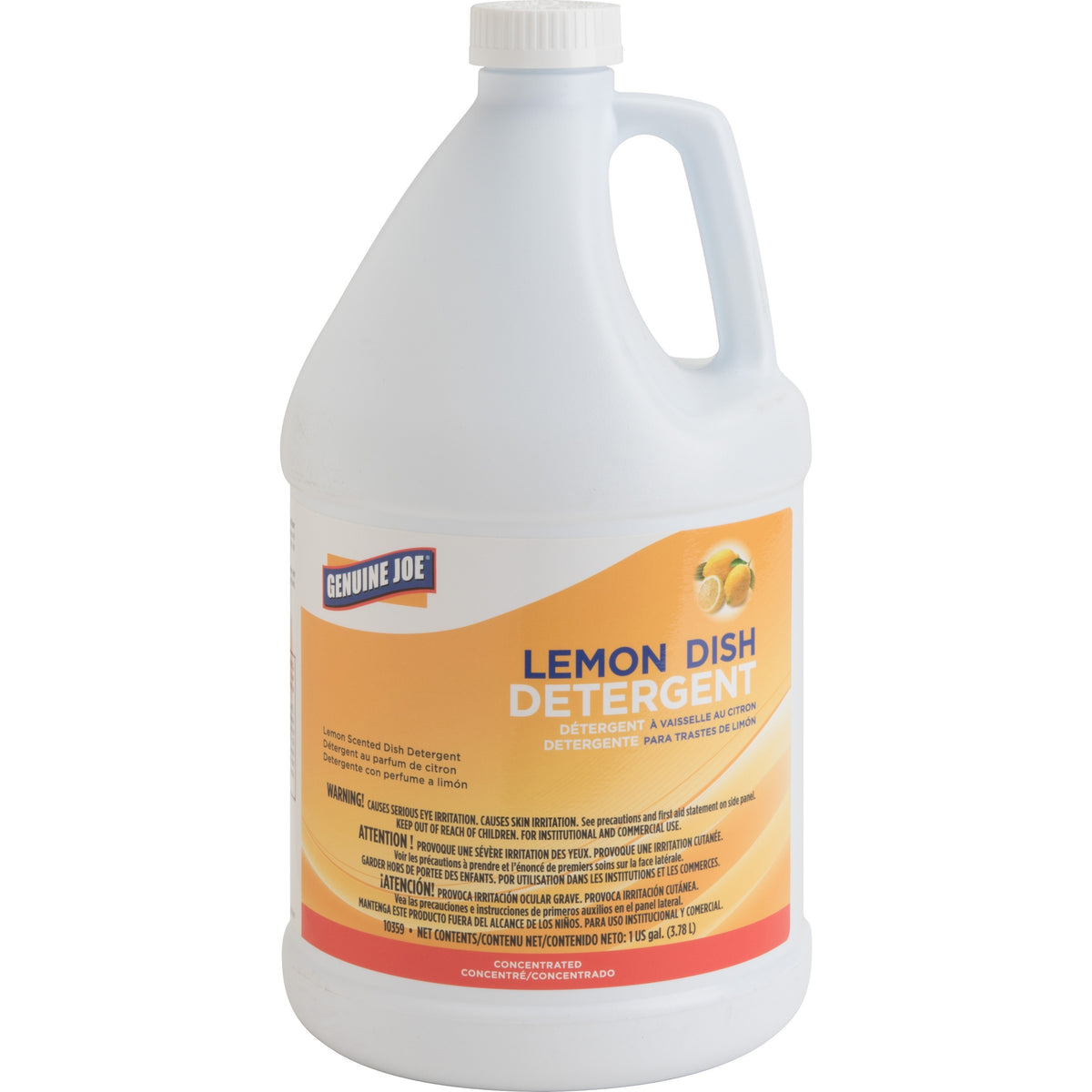 Genuine Joe Lemon Dish Detergent Gallon - 128 fl oz (4 quart) - Lemon Scent - Recommended For: Grease Remover - 1 Each