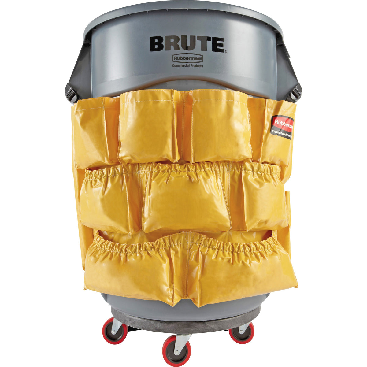 Rubbermaid Commercial Brute Utility Container Caddy Bag - - 12 Pocket(s) - 20.50" Height x 20" Depth - Yellow - Nylon - 