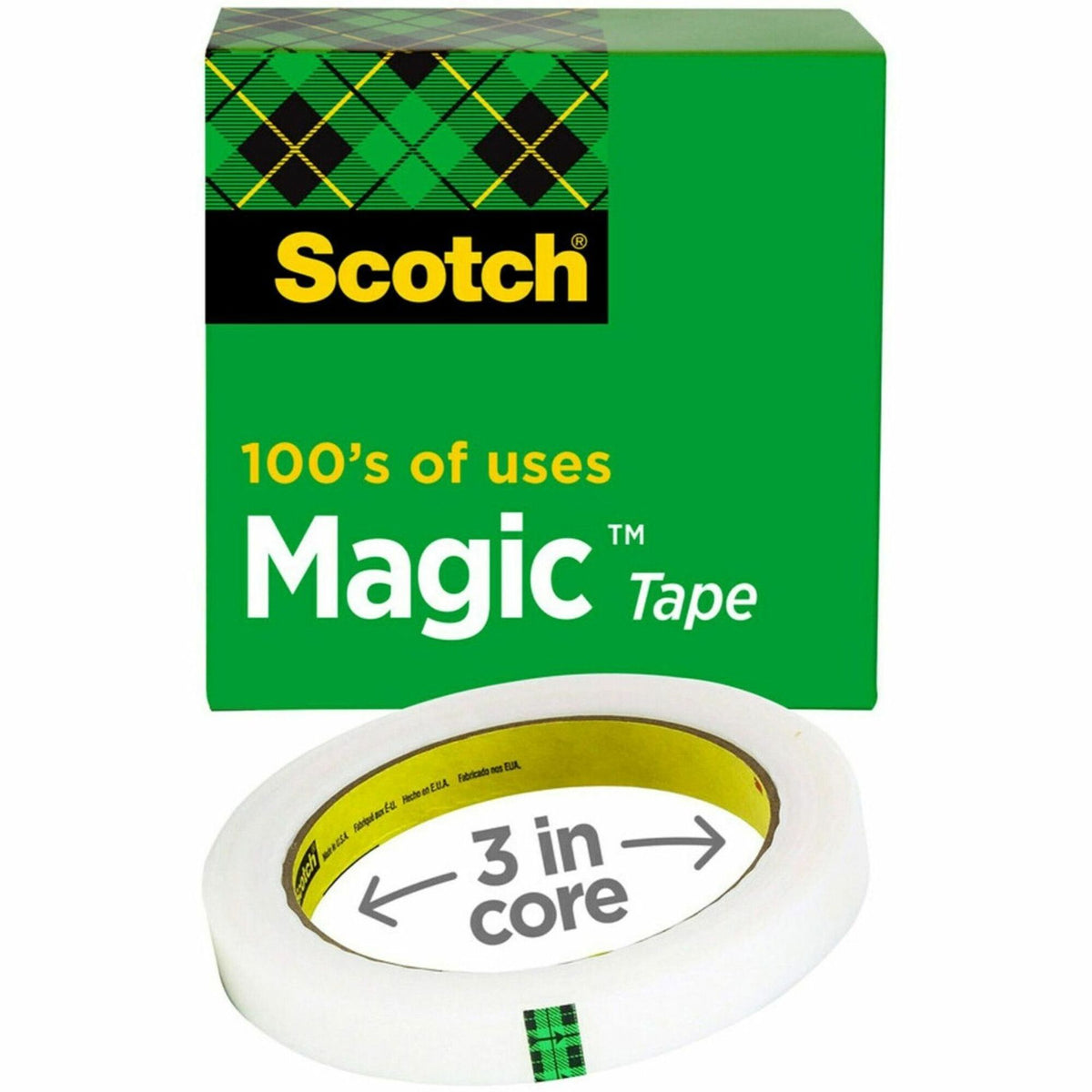 Scotch Invisible Magic Tape - 72 yd Length x 1" Width - 3" Core - Matte - Clear - Split Resistant, Tear Resistant - For 