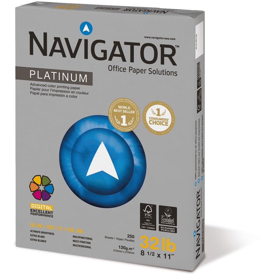 Navigator Platinum Office Multipurpose Paper - Bright White - 99 Brightness - Letter - 8 1/2" x 11" - 32 lb Basis Weight