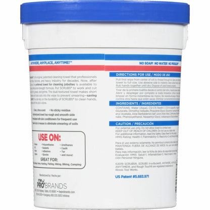 SCRUBS In-A-Bucket Hand Cleaner Towels - 12" Width x 10" Length - Blue - 72/Tub - 1 Each
