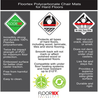 Cleartex Ultimat® Polycarbonate Rectangular Chair Mat for Hard Floor - 35" x 47" - Home, Office, Hardwood Floor, Floor, 
