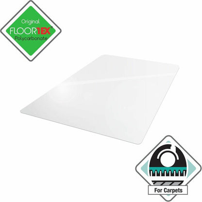 Floortex Polycarbonate Rectangular Chair Mat for Carpets up to 1/2" - 48" x 53" - Home, Office, Carpeted Floor, Floor, C
