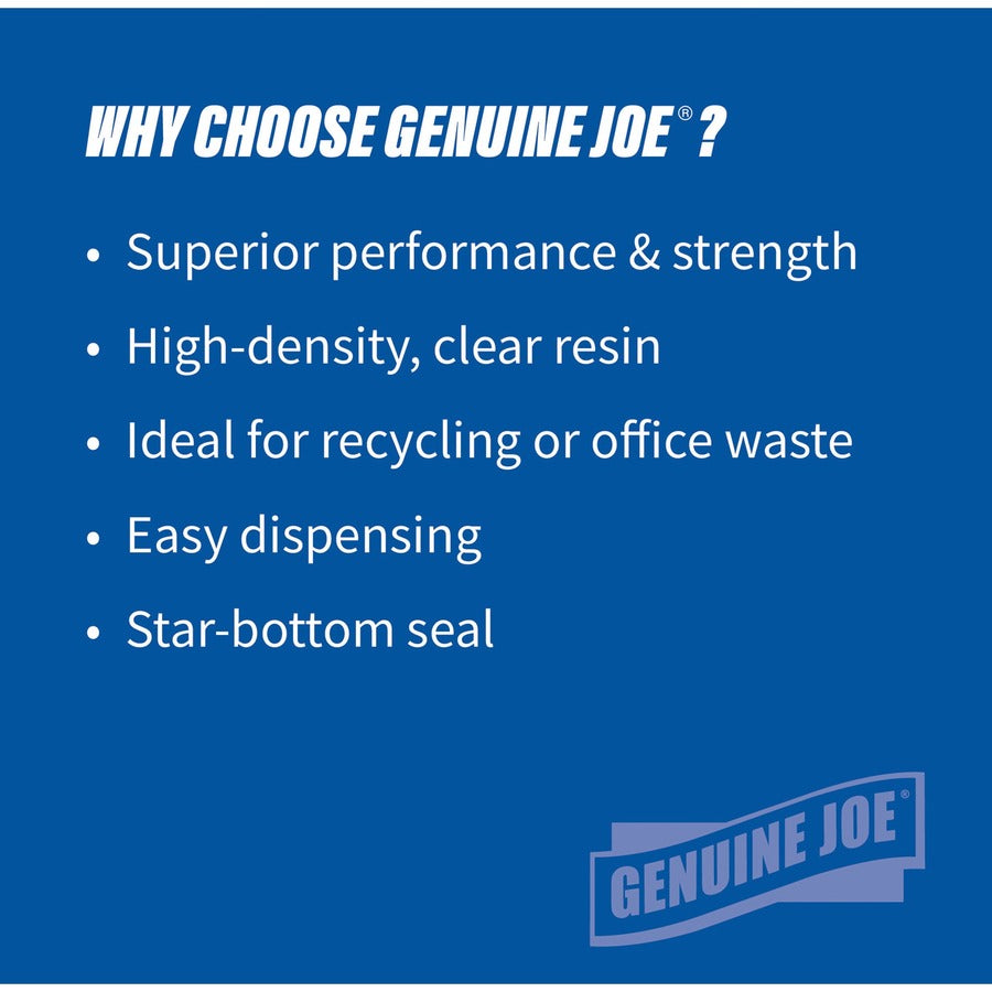 Genuine Joe High-Density Can Liners - Medium Size - 33 gal Capacity - 40" Length x 33" Width x 0.43 mil (11 Micron) Thic