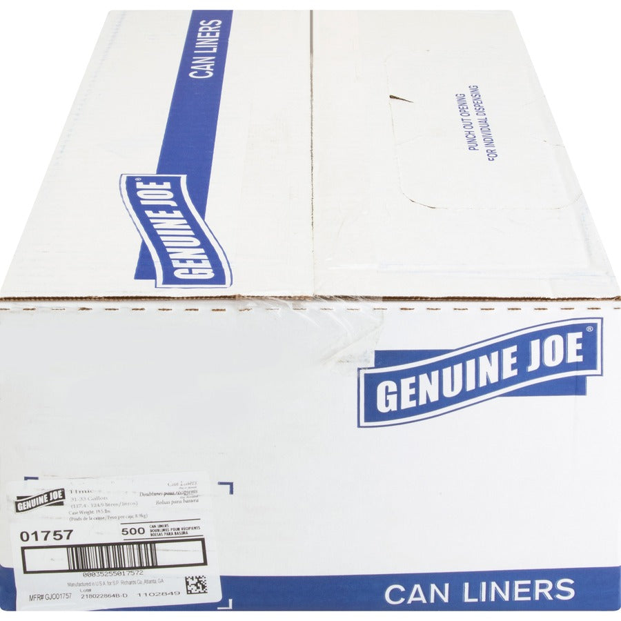 Genuine Joe High-Density Can Liners - Medium Size - 33 gal Capacity - 40" Length x 33" Width x 0.43 mil (11 Micron) Thic