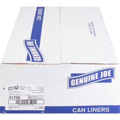 Genuine Joe High-density Can Liners - Large Size - 45 gal Capacity - 48" Length x 40" Width x 0.63 mil (16 Micron) Thick