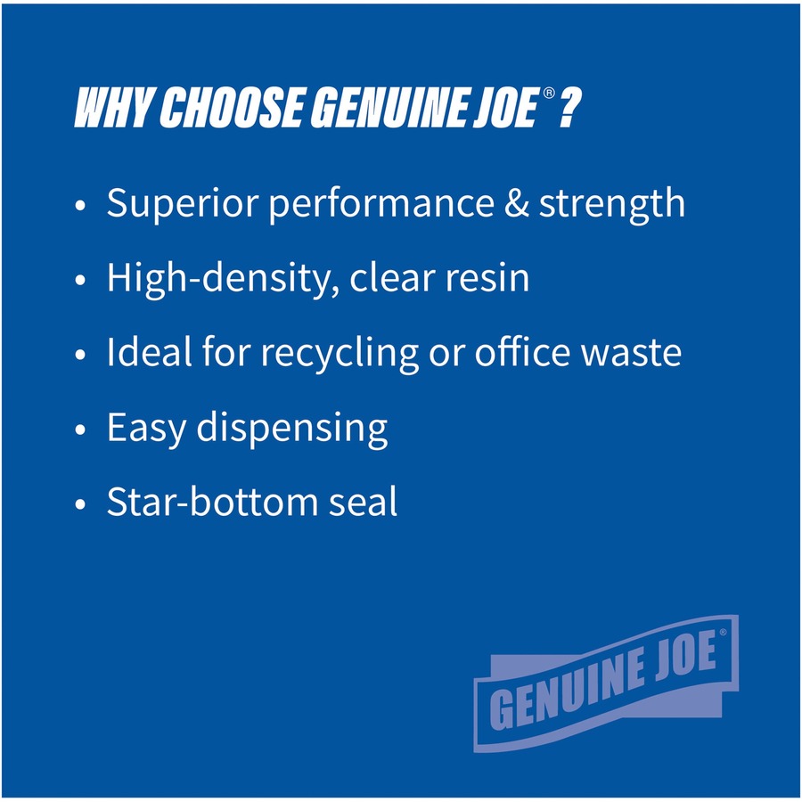 Genuine Joe High-density Can Liners - Large Size - 45 gal Capacity - 48" Length x 40" Width x 0.63 mil (16 Micron) Thick