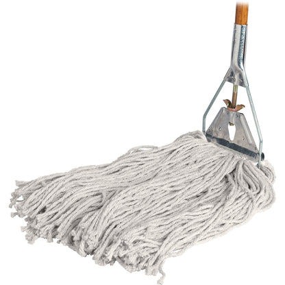 Genuine Joe Wood Handle Complete Wet Mop - 60" Width x 0.94" Height Cotton Head - Wood Handle - 1 Each