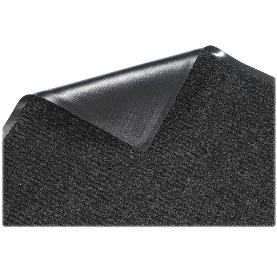 Genuine Joe Ribbed Indoor Wiper Mat - Warehouse, Hotel, Indoor - 60" Length x 36" Width - Polypropylene, Vinyl - Charcoa