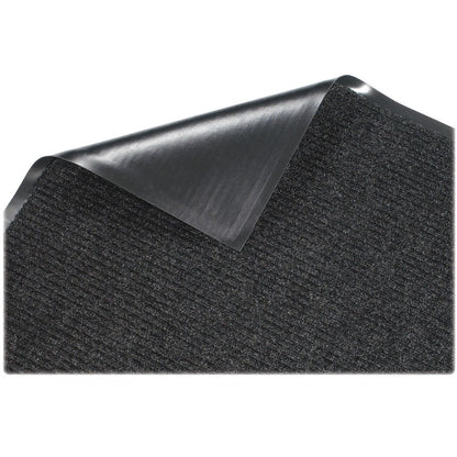Genuine Joe Ribbed Indoor Wiper Mat - Warehouse, Hotel, Indoor - 60" Length x 36" Width - Polypropylene, Vinyl - Charcoa
