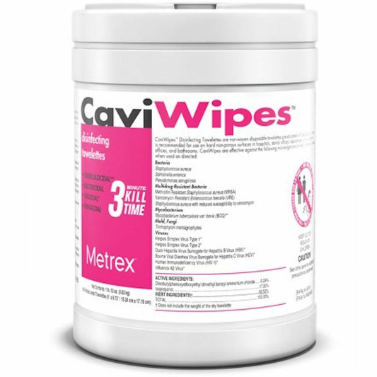 Caviwipes Canister - Disinfectant, Bleach-free, Fragrance-free - White - 160/Tub - 1 Each