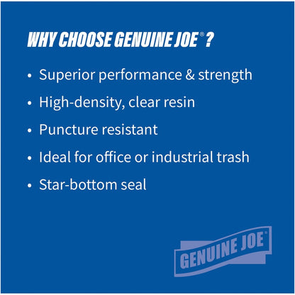 Genuine Joe High-density Can Liners - Extra Large Size - 56 gal Capacity - 48" Length x 43" Width x 0.63 mil (16 Micron)