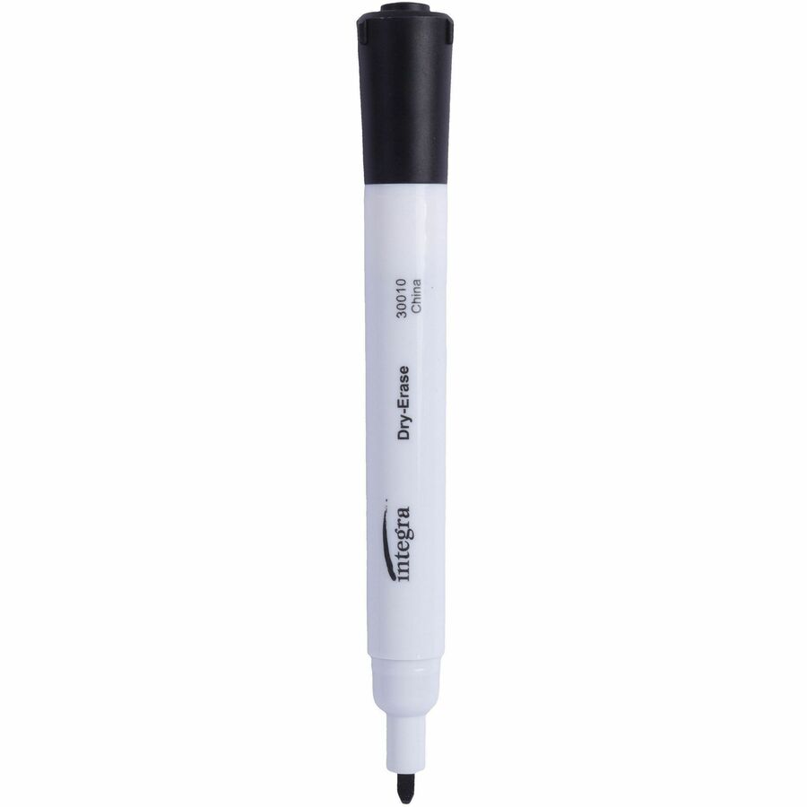 Integra Chisel Point Dry-erase Markers - Black Ink - Fiber Tip - Writing - 12 / Dozen