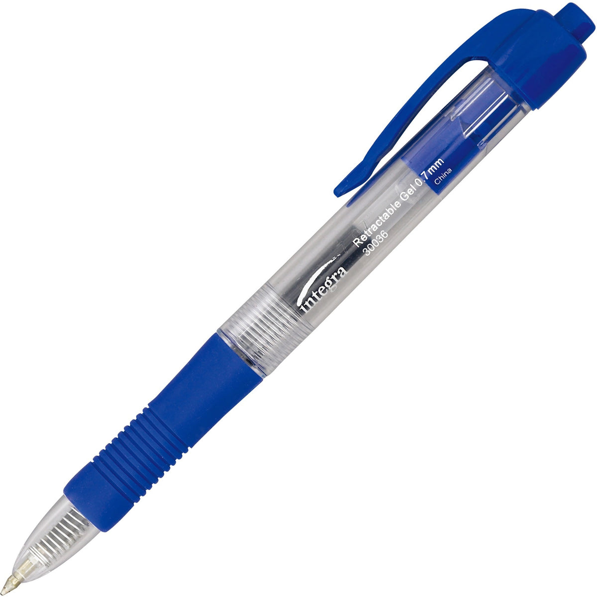Integra Retractable 0.7mm Gel Pens - 0.7 mm Medium Pen Point - Retractable - Blue Ink - Gel-based - Clear Barrel - Metal