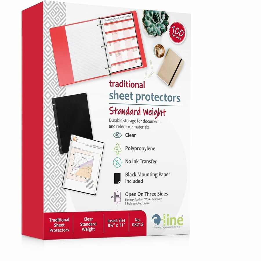 C-Line Clear Poly Side Load Sheet Protectors - For Letter 8 1/2" x 11" Sheet - Ring Binder - Clear - Polypropylene - 100