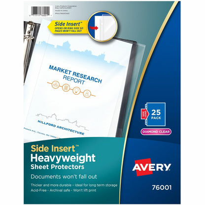 Avery® Side Insert Sheet Protectors - For Letter 8 1/2" x 11" Sheet - 3 x Holes - Ring Binder - Side Loading - Clear, Di