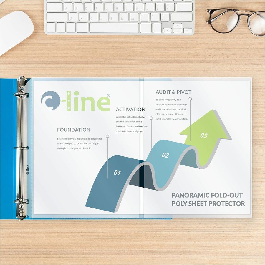 C-Line Panoramic Fold-Out Sheet Protectors - For 11" x 17" , Letter 8 1/2" x 11" Sheet - Clear - Polypropylene - 25 / Bo