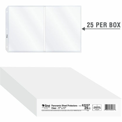 C-Line Panoramic Fold-Out Sheet Protectors - For 11" x 17" , Letter 8 1/2" x 11" Sheet - Clear - Polypropylene - 25 / Bo